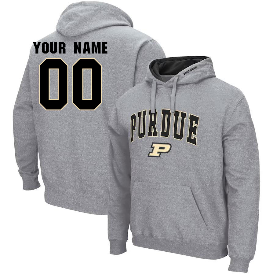 Custom Purdue Boilermakers Name And Number College Hoodie-Gray